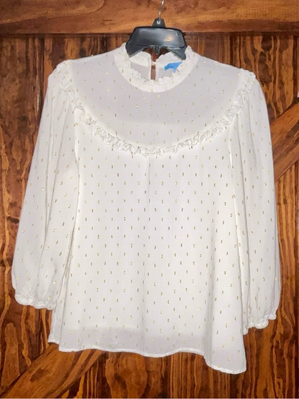 Women's Draper James Ruffle Yoke Blouse with Gold Dot Detail